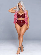 Latexelle Underwire Balconette Latex Lingerie Set �� Sculpted High-Waist Two-Piece