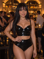 Latexelle Longline Balconette Latex Lingerie Set — Contoured High-Waist Two-Piece