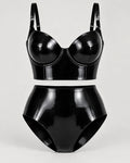 Latexelle Longline Balconette Latex Lingerie Set — Contoured High-Waist Two-Piece