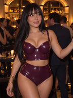 Latexelle Longline Balconette Latex Lingerie Set — Contoured High-Waist Two-Piece