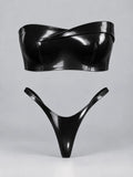 Latexelle Cross-Front Strapless Latex Lingerie Set — Sculpted Two-Piece