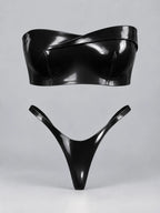 Latexelle Cross-Front Strapless Latex Lingerie Set — Sculpted Two-Piece