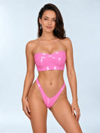 Latexelle Cross-Front Strapless Latex Lingerie Set — Sculpted Two-Piece