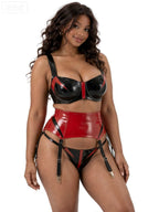 Latexelle Contrast Balconette Garter Latex Lingerie Set — Structured Three-Piece