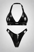 Latexelle Plunge Underwire Latex Lingerie Set — Sleek Two-Piece