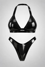 Latexelle Plunge Underwire Latex Lingerie Set — Sleek Two-Piece