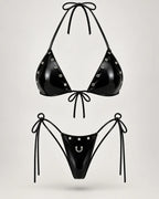 Latexelle Grommet Tie-Side Latex Lingerie Set — Adjustable Triangle Two-Piece