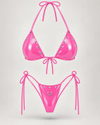 Latexelle Grommet Tie-Side Latex Lingerie Set — Adjustable Triangle Two-Piece