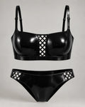 Latexelle Lattice Cutout Latex Lingerie Set — Bra & Briefs