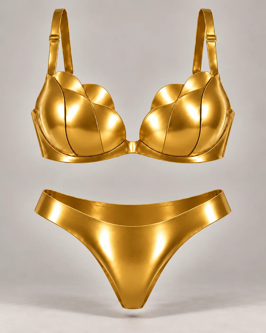 Latexelle Petal-Cup Latex Lingerie Set — Sculpted Bra & Matching Briefs