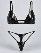 Latexelle Triangle Latex Lingerie Set — Minimal Bra & String Briefs
