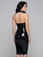 Latexelle Sculpted High Neck Latex Midi Dress