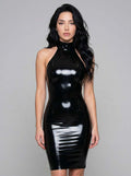 Latexelle Sculpted High Neck Latex Midi Dress