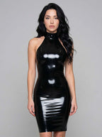 Latexelle Sculpted High Neck Latex Midi Dress