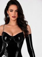 Latexelle Latex Cocktail Dress with Opera Gloves