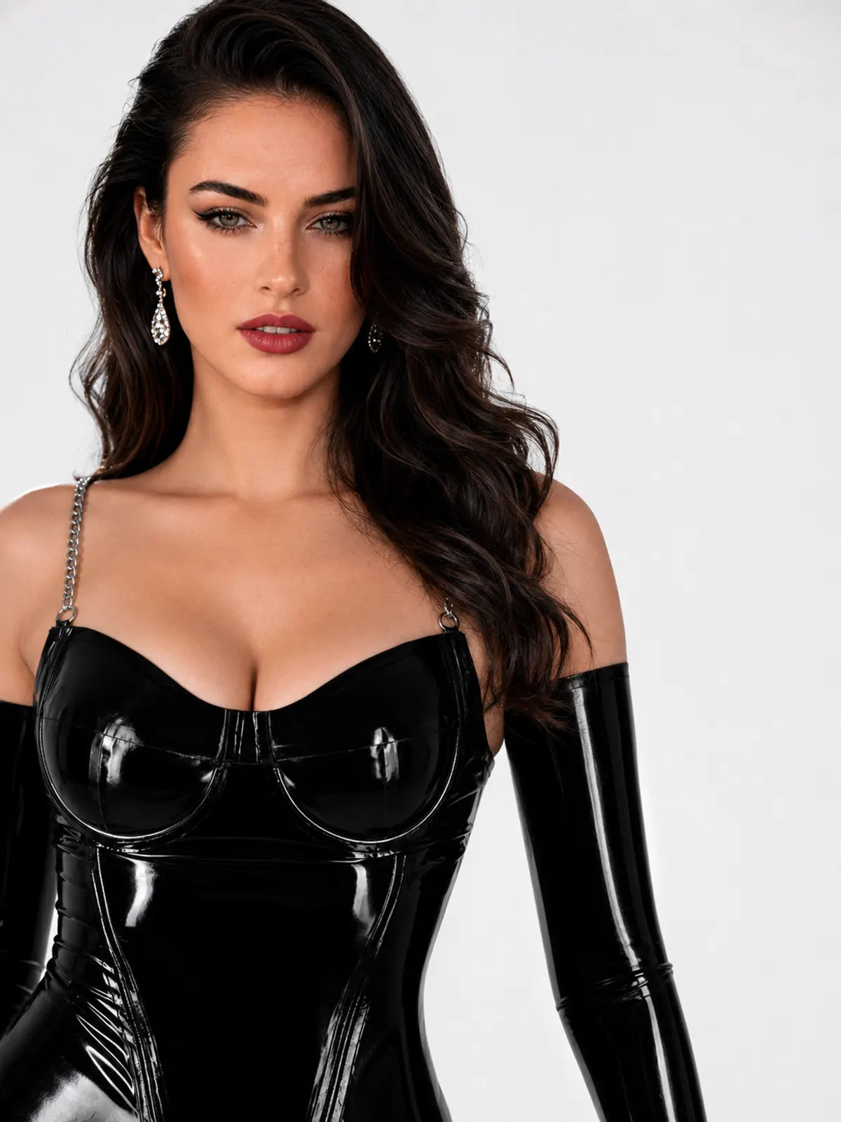 Latexelle Latex Cocktail Dress with Opera Gloves
