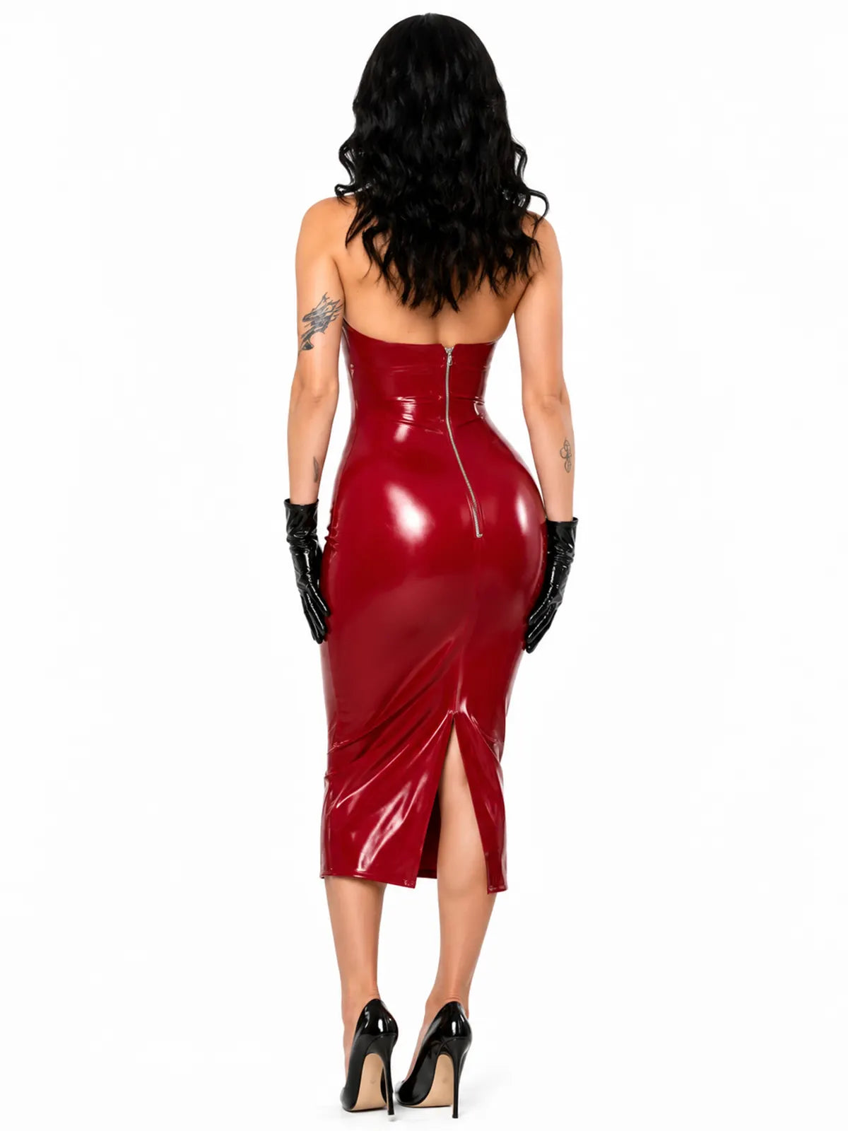 Latexelle Plunge Latex Midi Dress