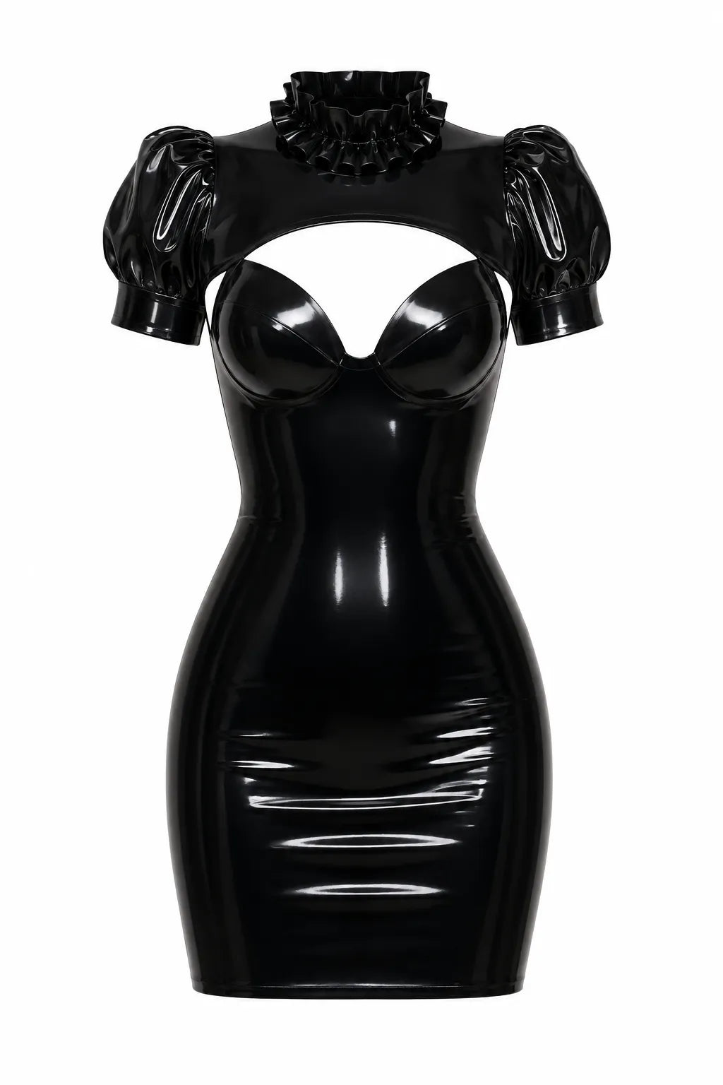bow-collar-puff-sleeve-latex-mini-dress-sculpted-night-out-style-image-01