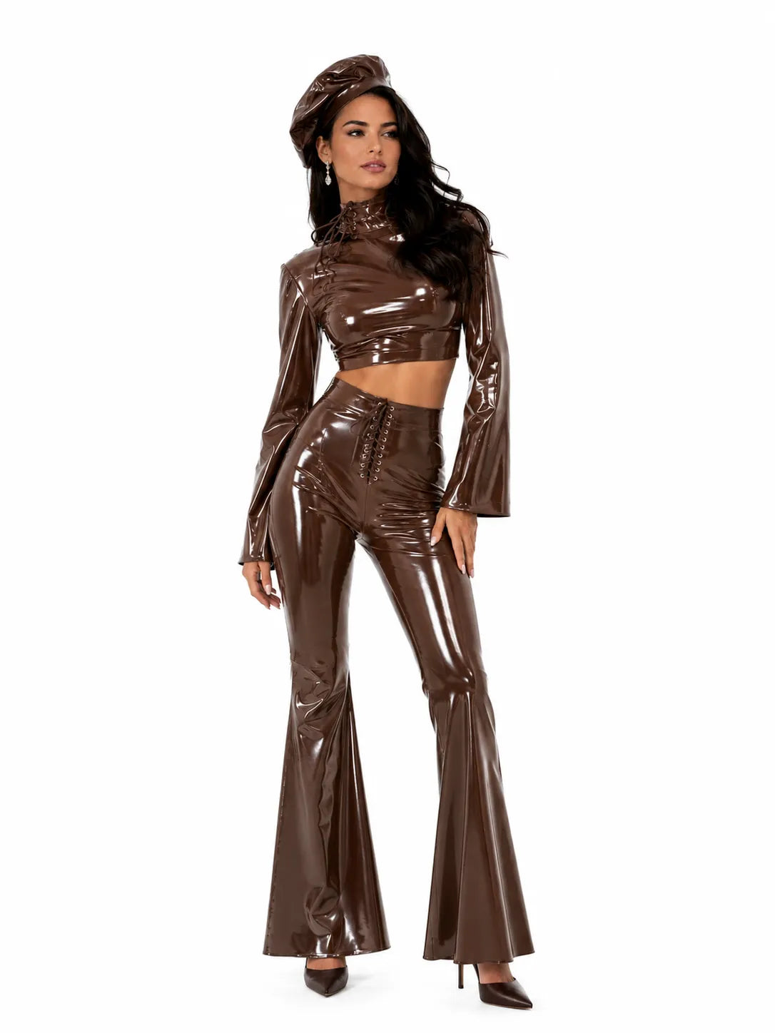 brown-latex-flare-jumpsuit-sculpted-all-over-fit-image-02