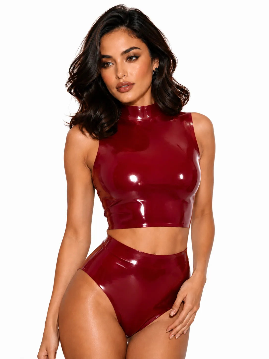 burgundy-latex-two-piece-set-sculpted-styling-piece-image-01