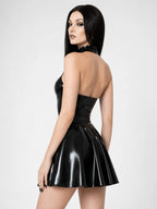 halter-flare-latex-mini-dress-glossy-statement-fit-image-03