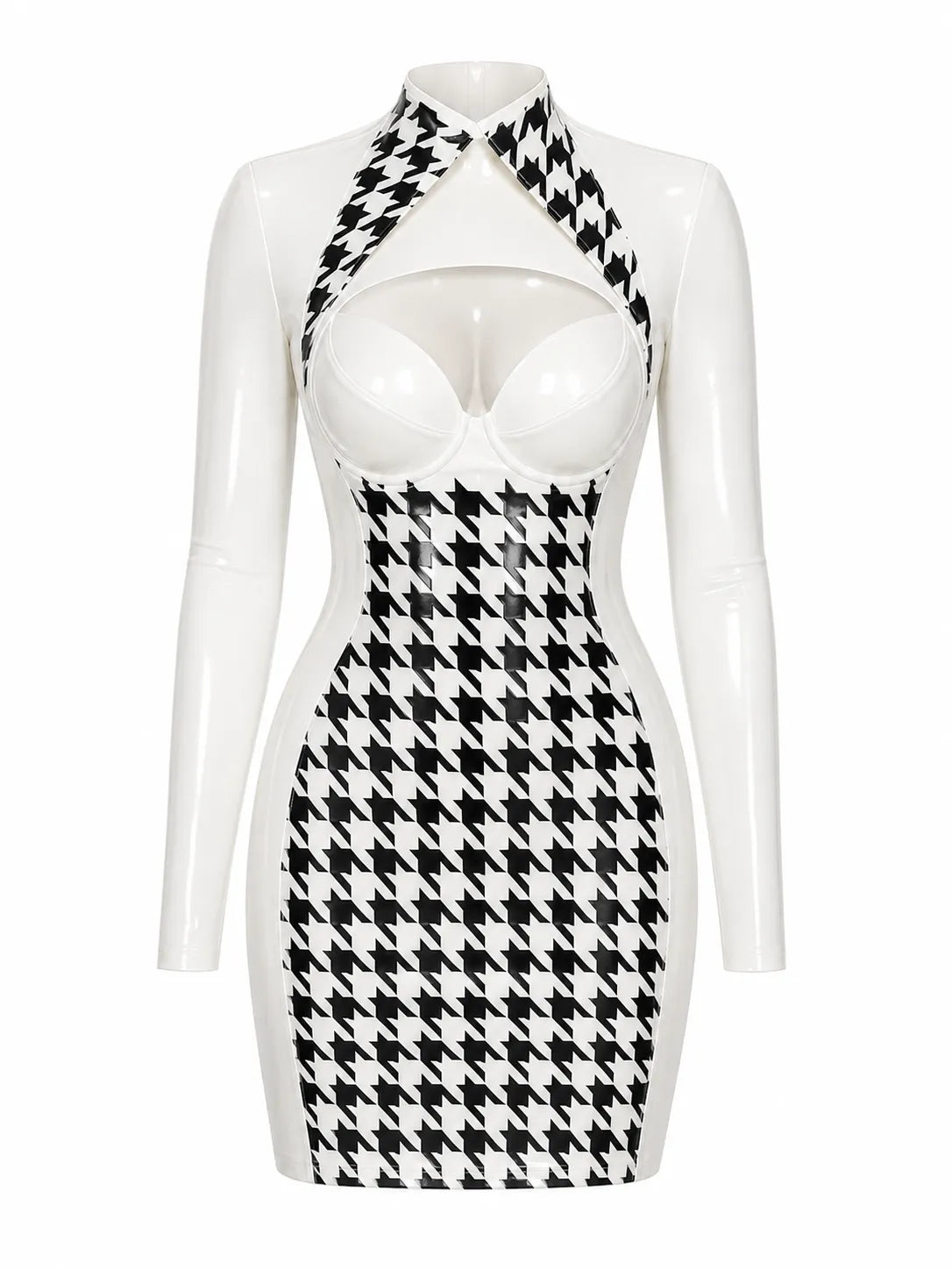 houndstooth-collar-latex-dress-glossy-night-out-style-image-01
