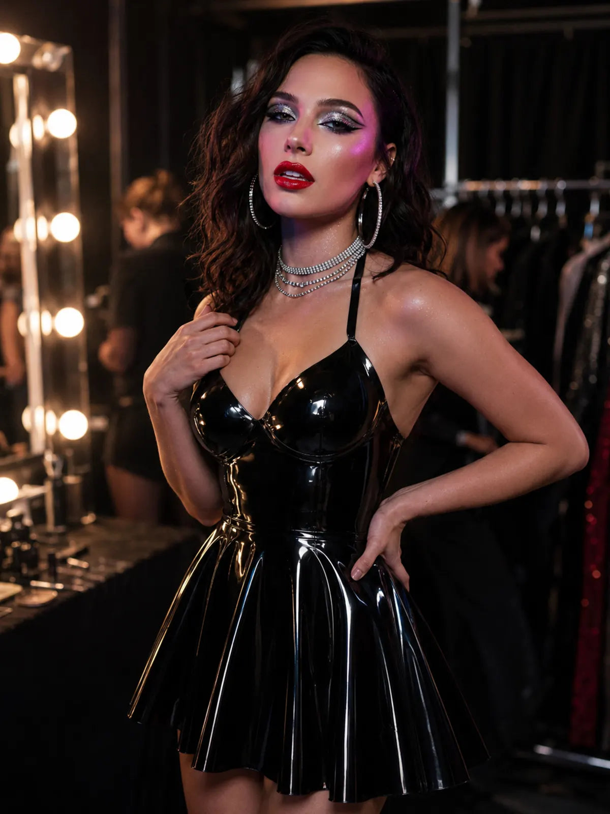 Latexelle Flared Latex Skater Mini Dress