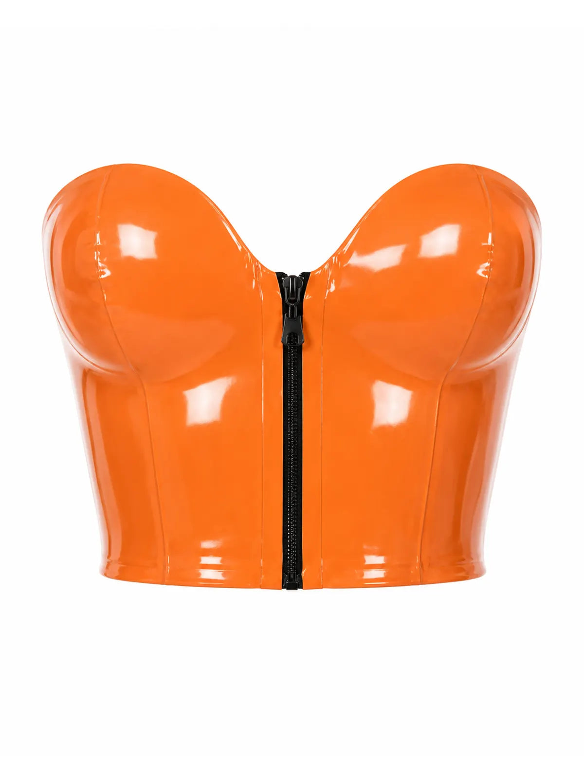 Latexelle Front-Zip Strapless Latex Bustier Top