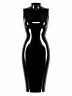 Latexelle High Neck Bodycon Latex Midi Dress