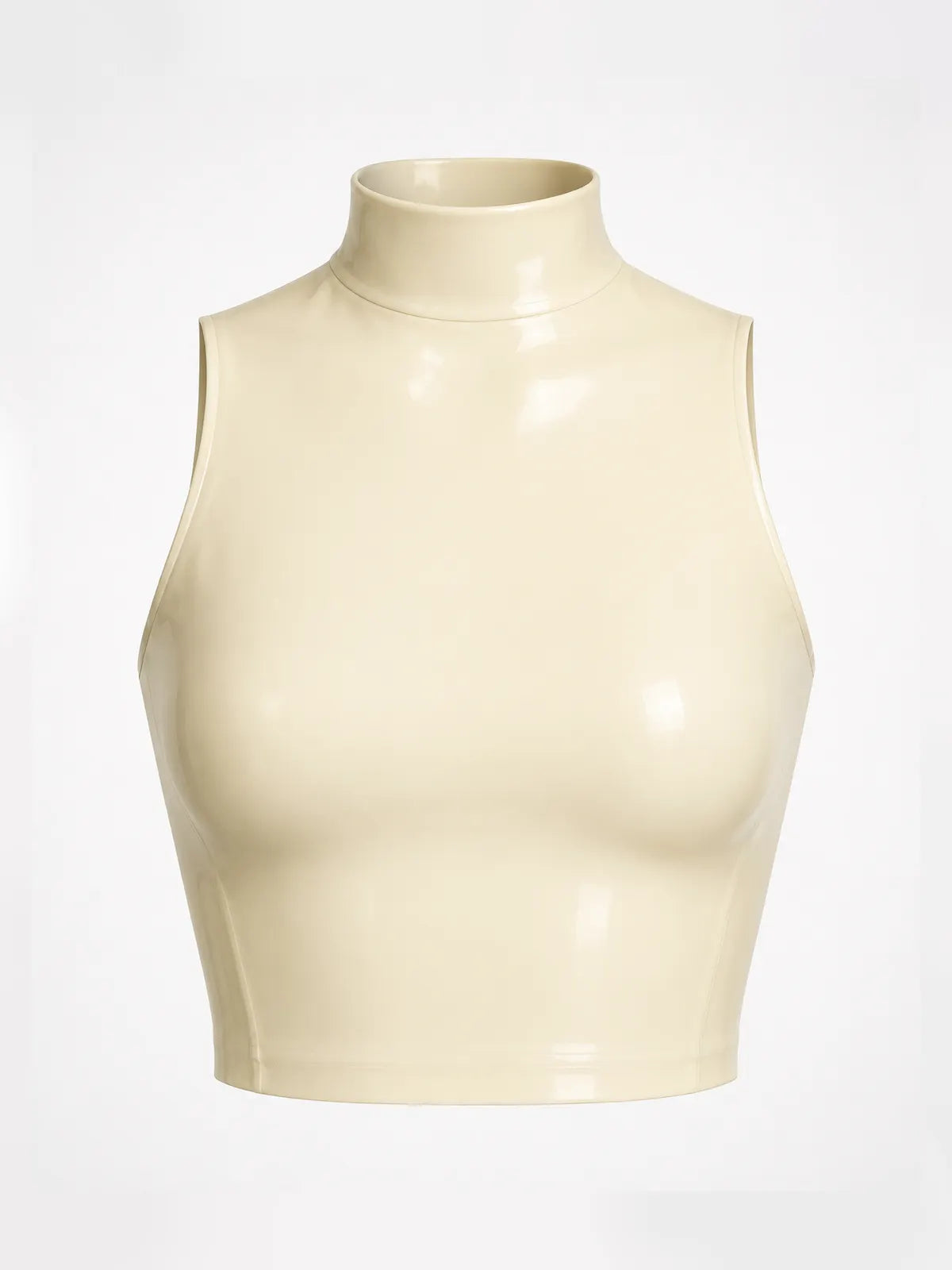 Latexelle High-Neck Sleeveless Latex Crop Top