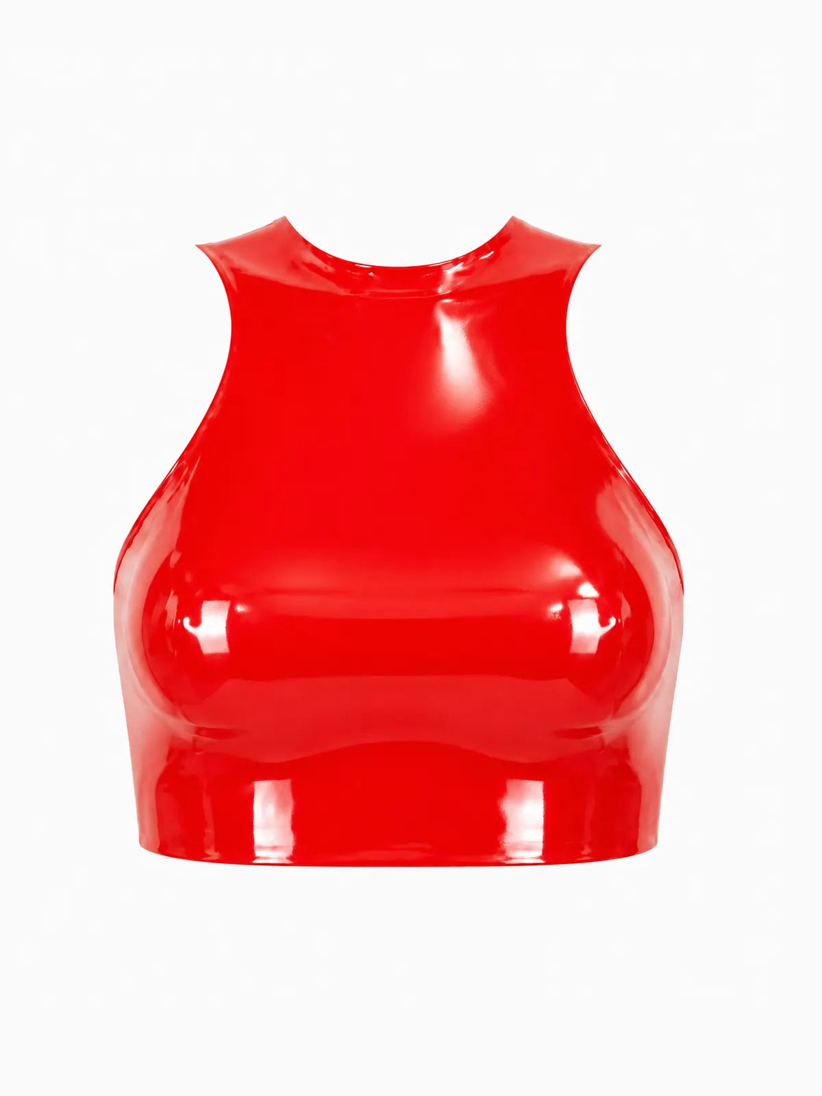 Latexelle Sleeveless Muscle-Cut Latex Crop Top