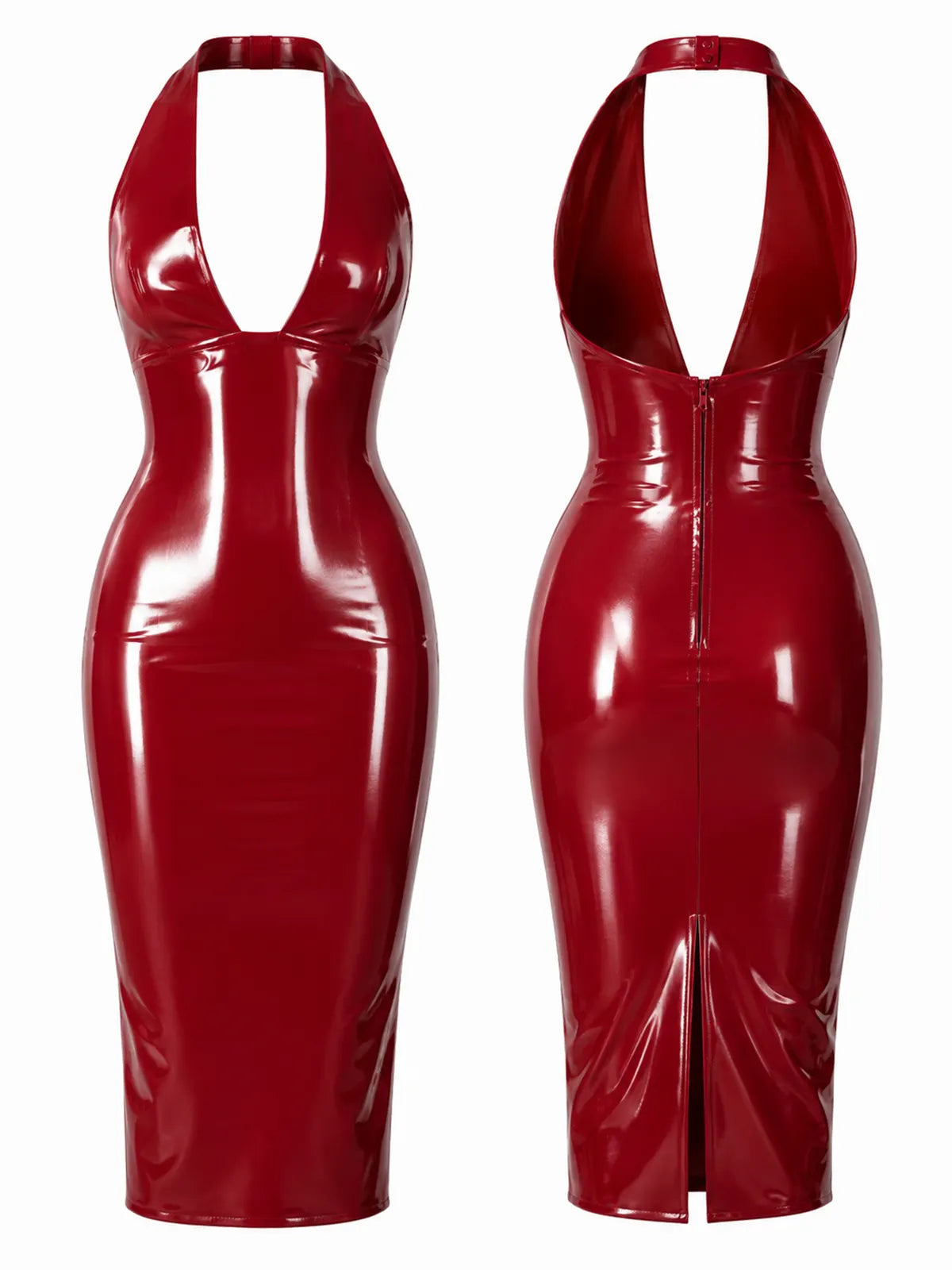 Latexelle Plunge Latex Midi Dress