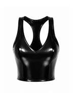 Latexelle Sculpted Sleeveless V-Neck Latex Crop Top