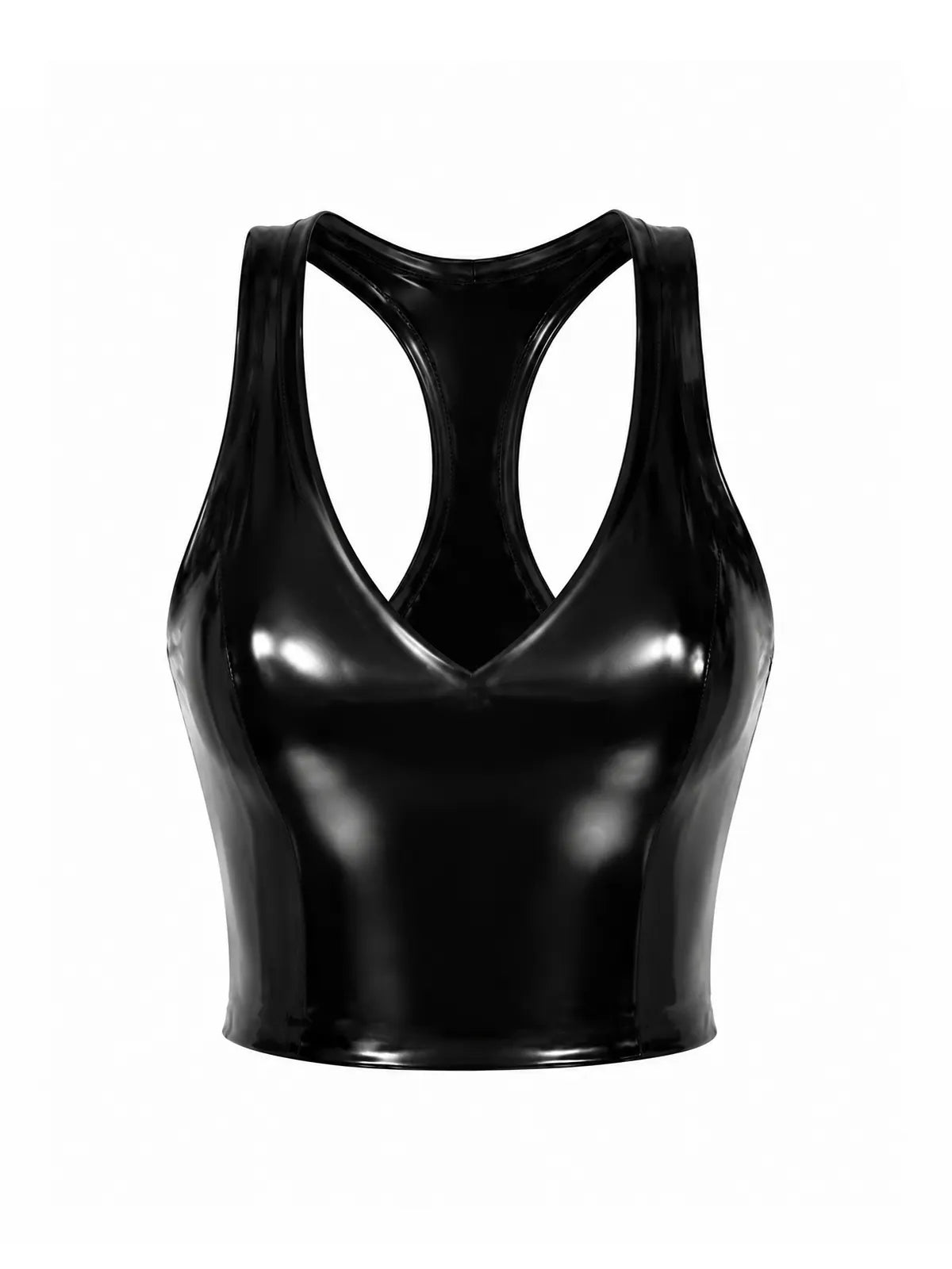 Latexelle Sculpted Sleeveless V-Neck Latex Crop Top