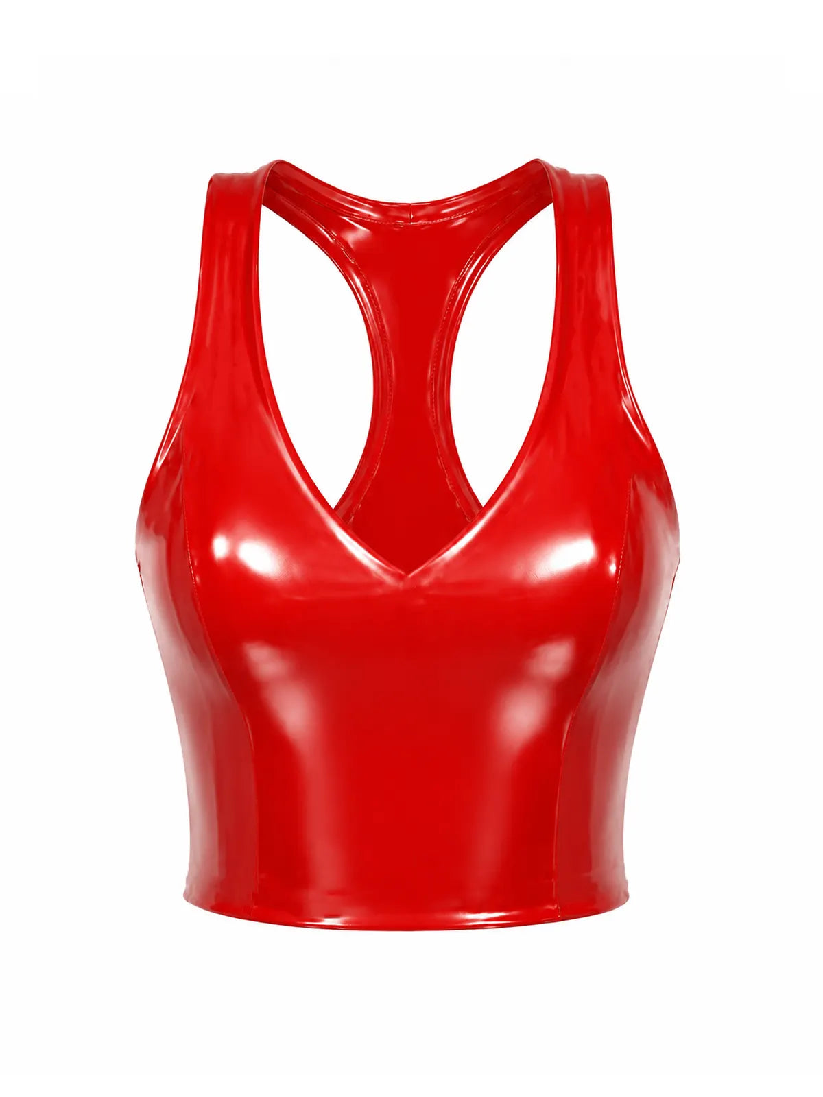 Latexelle Sculpted Sleeveless V-Neck Latex Crop Top