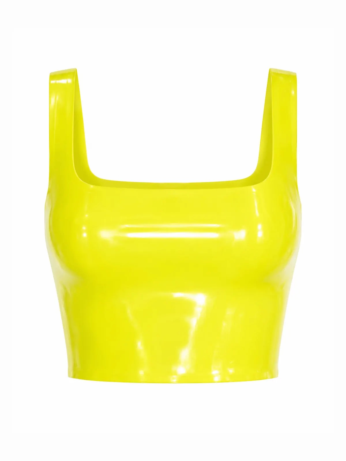 Latexelle Square-Neck Sleeveless Latex Crop Top