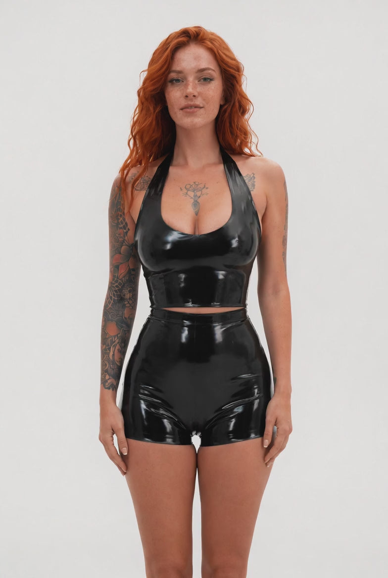 plunge-halter-latex-mini-dress-glossy-statement-fit-video-01